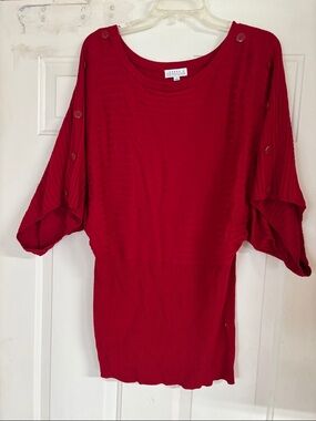 Joseph A Red Button-Sleeve Blouse